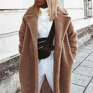 Missguided Tan Borg Teddy Coat, UK size 8